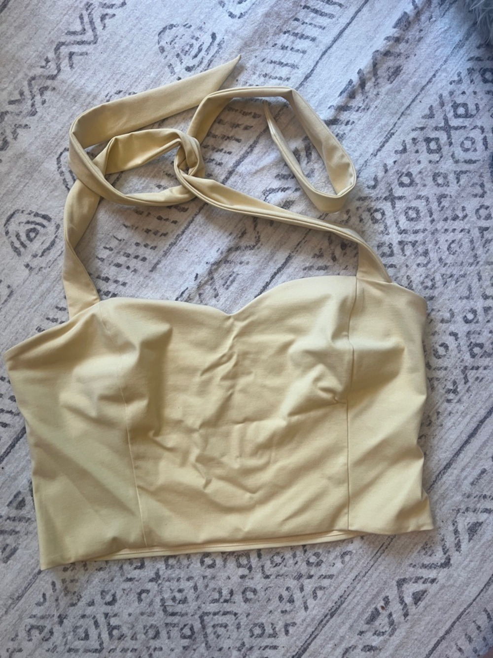 Express Pale Yellow Halter Crop Top